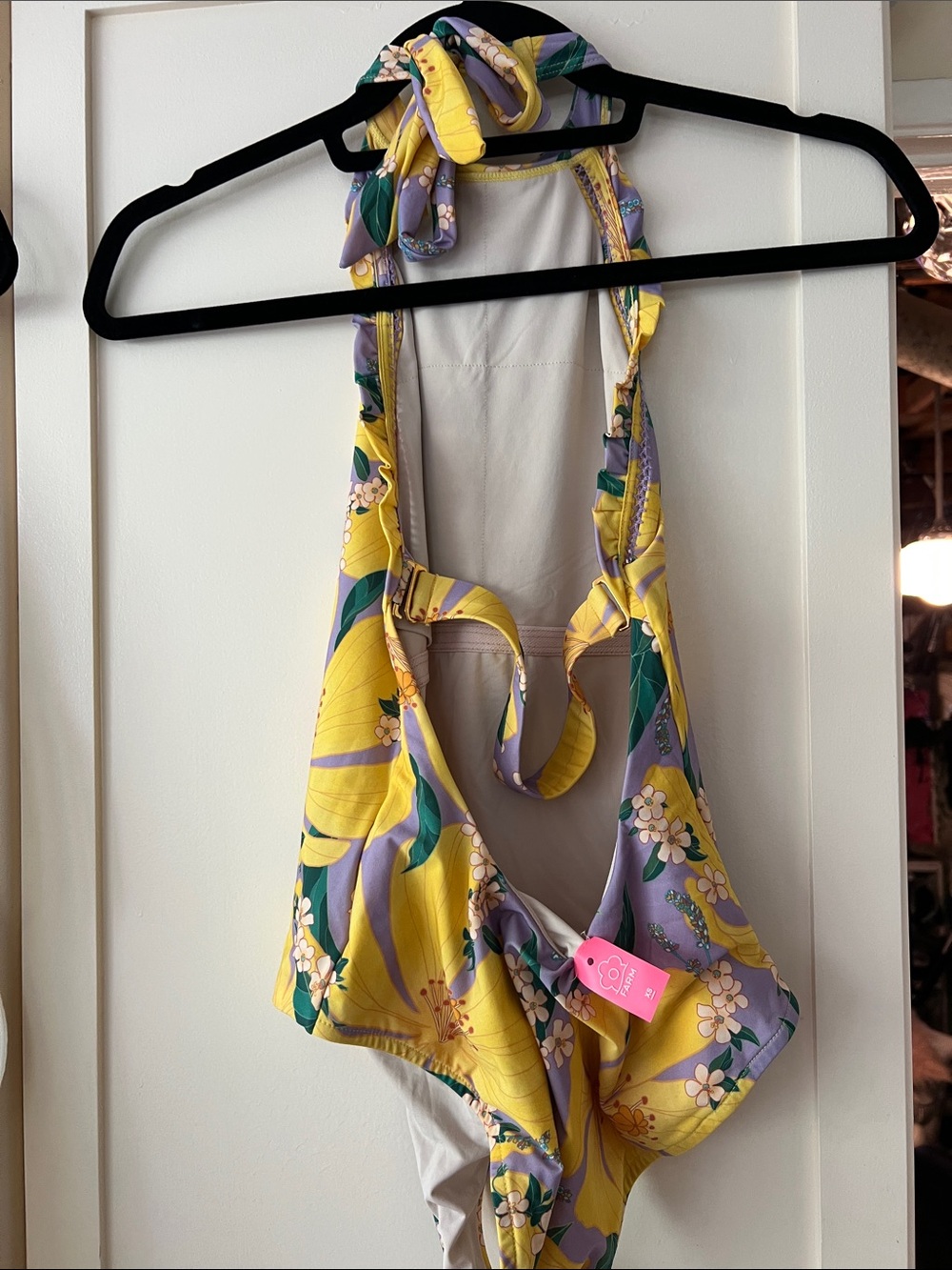 FARM Rio Yellow & Lavender Floral Halter One-Piece - Picture 3 of 3